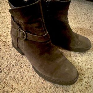 Dark Born gray suede boots.